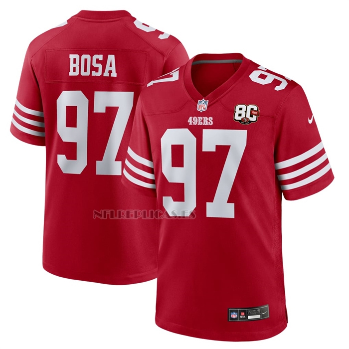Camiseta NFL Game San Francisco 49ers Nick Bosa 80 Aniversario Rojo